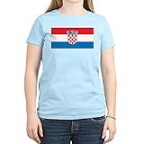 CafePress Damen T-Shirt mit Kroatien-Flagge, Rundhalsausschnitt, Baumwolle Gr. M, hellb