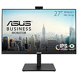 ASUS BE279QSK 68,58cm (27 Zoll) Video Conferencing Monitor (Full HD, IPS, Rahmenlos, Full-HD-Webcam, Mikrofon-Array, Stereo-Lautsprecher, höhenverstellbar, ergonomisches Design, HDMI, Eye Care, 5ms)