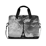 Laptp Case Schwarz und Weiß Eiffelturm Laptop Tasche 15,6 Zoll 360° Schutztasche Computer Tasche mit Schultergurt für Damen H