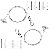 KINDPMA 2 Stück Drahtseil Einstellbar Stahlseil Edelstahl Draht Seil zum Aufhängen mit Ösen und Haken Edelstahlseil Hängende Ausrüstung Gardinenseil für Lampe Bilderrahmen Kleiderbügel 2m x 1,15