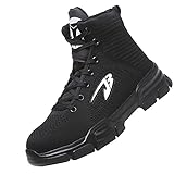 Quiteyan Arbeitsschuhe Herren Damen Sicherheitsschuhe，Leicht mit Stahlkappe Schutzschuhe Sportlich Atmungsaktiv Schuhe Anti-Smashing Anti-Piercing，Black▁48