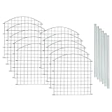 Teichzaun Gartenzaun 22tlg Set Zaun Teich 10 Zaunelemente und 12 Befestigungsstäben, Welpanauslauf, Metall, Gartenzaun, Freigehege, Teich, Zaun, Gitterzaun (Oberbogen)