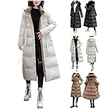 Daunenmantel Damen Lang Winter Schwarz Beige Braun Daunenjacke Wintermantal Winterparka Jacke Parka Mantel Fleecejacke Steppjacke Softshelljacke Damenjacke Warm Outdoorjacke Winterjacke Übergangsjack