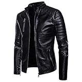 FRAUIT Herbst Winter Lederjacke Herren Junge Motorrad Ledermantel Männer Wunderschön Guter Glanz Herrenjacke Kunstlederjacke Übergangsjacke Kurz Zipper Top Outwear Bluse S-2XL