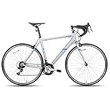 Hiland Rennrad 700c Rennrad Stahl City Commuter Fahrrad mit 14 Geschwindigkeiten Silb