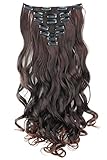 PRETTYSHOP XL 45cm 7 Teile Set CLIP IN EXTENSIONS Haarverlängerung Haarteil Voluminös Gewellt Dunkelbraun Mix CE26-1