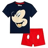 Disney Mickey Mouse Schlafanzug Jungen, Kurz Pyjama Kinder, 100% Baumwolle Zweiteilig T Shirt und Kurze Hose, Sommer Kinderkleidung Junge, Geschenke für Kinder (2-3 Jahre, Mehrfarbig)