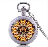 Bronze-Taschenuhr Halskette Uhr Schmuck Peace Zeichen Bijoux Hippie Geschenk schwarz Emaille U