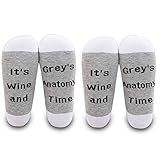 AATOP Wine and Grey's Anatomy Lovers Gifts It's Wine and Grey's Anatomy Time Socks Grey's Anatomy Fans Socks Wine Lovers Gifts Gr. One size, 2 Paar/Set – Mitte Wade – 1
