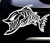 Skelett Fische Gräte Aufkleber aus Hochleistungsfolie - viele Farben zur Auswahl - Angler Angelboot Sticker Boot Boote Beschriftung Bug Heck Fische Angeln Schlauchboot Nautic See Fischer Bootsbeschriftung Bootbeschriftung Fischen Stick