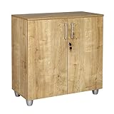 Furni24 Aktenschrank mit Schloss und Fächern – Abschließbarer Holzschrank, mit 1 verstellbaren Regalbrettern, Flügeltüren und Metallscharnieren – Saphir-Eiche, 80x80x40