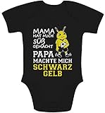 Mama hat Mich süß gemacht Papa machte Mich Schwarz Gelb Baby Body Kurzarm-Body 6-12 Monate Schw