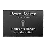 Paule Black Gedenktafel mit Gravur für Menschen Schiefer 30 x 20 cm wetterfest - Individueller Tex