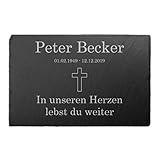 Paule Black Gedenktafel mit Gravur für Menschen Schiefer 30 x 20 cm wetterfest - Individueller Tex