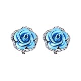 Hirolan Damen Vergoldete Sterling Silber Rose Blumen Ohrstecker Ohrringe Hypoallergene & Nickelfreie Ohrringe FüR Frauen Damen Ohrringe Ohrringe RoséVergoldete Metalllegierung Eleg