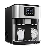 Klarstein Eiszeit Eiswürfelmaschine - Eiswürfelbereiter mit LCD-Display, Crushed Ice Maschine, Eiskapazität: 600 g, 15-18 kg/24h, Wassertankkapazität: 1,8 Liter, silb