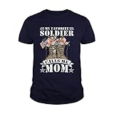 Uzubunki Marine Mom Gift My Favorite Marine Calls Me Mom Military Mother T-Shirt Veteran Soldat Armee Irak Krieg USMC Mutter Geschenk T-Shirt, Unisex Marineblau, 3XL