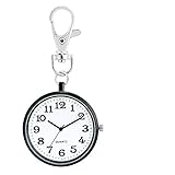 Retro Taschenuhr,Leuchtende Display Schlüsselanhänger Krankenschwester Tasche Uhren Quarzwerk Arabische Ziffern Anhänger Uhr Geschenke Für Krankenschwester Arzt, Schwarz Weiß