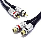 Cinch Verlängerung Audio Kabel 3m Vitalco 2 Chinch Stecker zu 2x Cinch Buchse Stereo Männlich auf Weiblich RCA Verlängerungskab