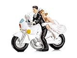 PartyDeco Hochzeitstorte Figur Braut und Bräutigam auf einem Motorrad Hochzeit Dekoration Party Tisch Toppers Kuchen Dekoration Kuchen Dekorationen Hochzeit Party Zubehö