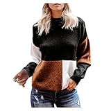 Damen Rollkragenpullover Casual Lose Langarm Strickpullover Farbabstimmung Oversized Sweatshirt Pullover Mit Rundhalsausschnitt Leichte LäSsiger Vintage Jumper Tops Bluse Oberteile Herbst W