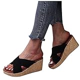 Goosuny Sandalen Damen, Plateau Sandalen Frauen, Mädchen Sandalen mit Absatz, Sandaletten Keilabsatz Römersandalen Pantoletten Schuhe Wedge Heel Offene Schuhe Elegante Freizeit Sommer Ab