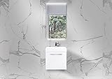 Intarbad ~ Badmöbel Set 50 cm Gäste WC, Unterschrank mit Waschtisch und LED Spiegel, Made in Germany Berglärche Anthrazit IB1837
