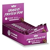 GymQueen Crunchy Protein Schoko Brownie 12 x 32g Vorratsbox, knuspriger Protein-Riegel mit Schokoladenüberzug, mit 9,6g Eiweiß pro Riegel, Multilayer-Eiweiß-Riegel ohne Zuck