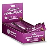 GymQueen Crunchy Protein Schoko Brownie 12 x 32g Vorratsbox, knuspriger Protein-Riegel mit Schokoladenüberzug, mit 9,6g Eiweiß pro Riegel, Multilayer-Eiweiß-Riegel ohne Zuck