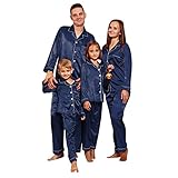 Weihnachts Pyjama Couple Kuschelig Einfarbig Weihnachtspyjama Familie Set Schlafanzug Lang Winter Damen Herren Kinder Nachtwäsche Nachthemd Hausanzug Schlafanzüge Family Sleepwear S