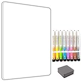 TMS DryWIPE+ Whiteboard mit 4 Stiften, trocken abwischbaren Radiergummi, Selbstklebende Magnetstreifen – Tragbares Skizzenblock, Zeichenbrett für Kinder / Erwachsene (A4, kreatives Whiteboard)