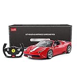 Rastar Ferrari ferngesteuertes Auto, 1 : 14 Ferrari 458, Special A, rotes Spielzeugauto – Cabrio, automatisches Öffnen / Schließ