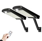 W.Z.H.H.H Solarleuchten Led Solarleuchten im Freien Wasserdichten Solarlampe Bewegungs-Sensor-Wandleuchte Straßensicherheit Fernscheinwerfer Aussenleuchten (Color : Schwarz, Size : 2pc)
