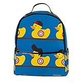 AITAI Rucksack aus PU-Leder mit süßer Gummiente, Zielscheibe, Outdoor, Schule, College, Bü