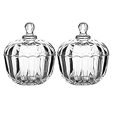 Cabilock Bonboniere Glas Schale mit Deckel 300ml 2 Stück Kürbisform Vorratsdose Zuckerdose Transparent Bonbons Süßigkeiten Schokolade Snack Schmuck Candy Perlen Aufbewahrungsg