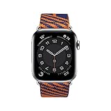 PAZHOU Eastar Bunte Lederschlaufe für Apple Watch Band Serie 6/SE/3/2/1 Sport Armband 42 mm 38 mm Armband für iWatch 4/5 Band 40 mm 44 mm (Farbe: PU Blau / Orange, Größe: 42 mm)