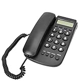Schnurgebundes Telefon,FSK/DTMF-Dualsystem Schnurgebundenes Schreibtisch Desktop Telefon,LCD Analog Telefon Tischtelefon mit Blitzfunktion für Hause Büro Hotel(Schwarz)