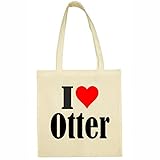 Tasche I Love Otter Größe 38x42 Farbe Natur Druck Schw