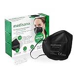 medisana FFP2 Atemschutzmaske Schwarz/Black Staubmaske Atemmaske RM 100, Staubschutzmaske Mundschutzmaske 10 Stück einzelverpackt im PE-Beutel mit Clip - zertifiziert CE2834 - EU 2016/425