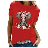 Oberteil Damen Damen Blumenmuster t-Shirt Vintage Grafik Tee Shirts Kurzarm mit Rundhals Sommer Tops Oberteile Bluse Hippie Kleid Schlafshirt frühlingsklei(#220303-C30 Sweatshirts für Damen, 3XL)