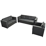 Festnight 3-teilig Sofa Set Couch Loungesofa Wohnzimmersofa Sofagarnitur inkl. Einzel-Sofa, 2-Sitzer-Sofa und 3-Sitzer-Sofa Stoffpolsterung Dunkelg