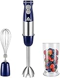 Stabmixer Set 1000W Elektrische Pürierstab Set mit 6 Geschwindigkeiten Einstellbar, 4 Edelstahl-Mixfuß, 3-in-1 Mixstab für Smoothie, Suppen, Joghurt, Saucen, Babynahrung von ACOQOOS