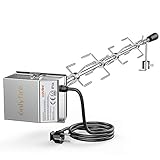 Onlyfire Universal Grillspieß Set, 120 cm inkl. 4X Fleischnadeln und Edelstahl Motor, 220V - 240V, Drehspieß, Rotisserie, Drehsp