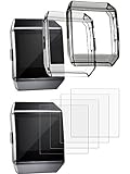 Schutzhülle mit Displayschutz für Fitbit Ionic, Inklusive 2 Stoßfesten Abdeckungen und 4 kratzfesten Display