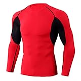 ZYSK Herren Kompressionsshirt Funktionsshirt Langarm Sportshirt Fitnessshirt für Running Jogging Gym Schnelltrocknend Atmungsaktiv Sportshirt L