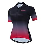 Hotlion Damen Radtrikot Kurzarm Bike Shirt MTB Fahrradbekleidung - Rot - Groß