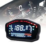 PACEWALKER Universal tachometer motorrad LED LCD Tachometer Digital Odometer Hintergrundbeleuchtung für 2,4 Zylinder für BMW Honda Ducati Kawasaki Yamaha(Professionelle Installation erforderlich)