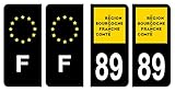 Hadexia Nummernschild-Aufkleber, französisches Departement 89, Yonne Logo, Bourgogne-Franche-Comté Schwarz, Farbe & F Frankreich Europ