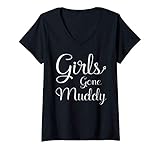 Damen Girls Gone Muddy Funny Matching Mud Run T-Shirt mit V