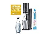 SodaStream Crystal 2.0 Wassersprudler mit CO2-Zylinder und 2x Glaskaraffen, Titan/Silb